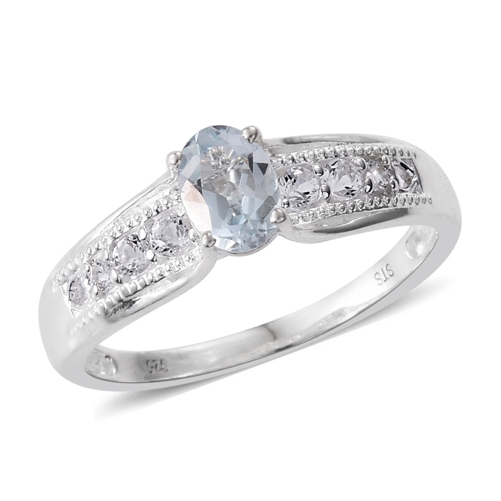 Sterling silver Sky Blue Topaz & wht Topaz  Ring